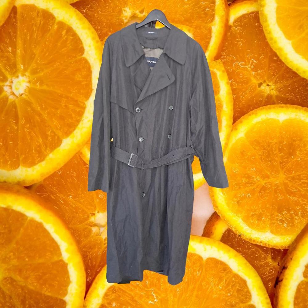 Nautica Black Double Breasted Trench Coat with Belt‎ 2ith Zip in Lining Size 42R